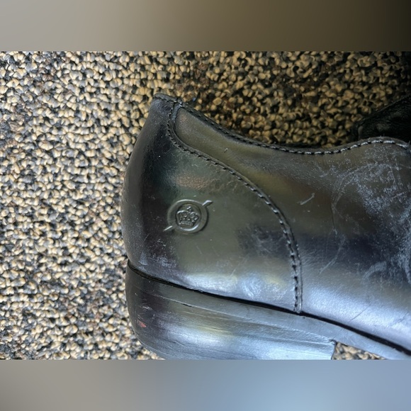 Born Lovise Women’s Black Leather Side Zip Block Heel Ankle Bootie loafers - Picture 3 of 7